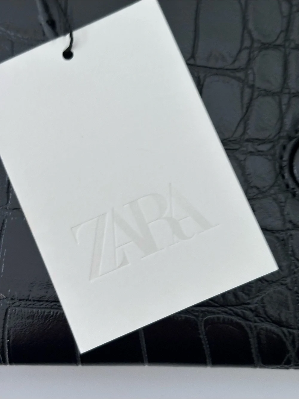 ZARA Black Croc Embossed Envelope Clutch NWT Convertible Shoulder Bag